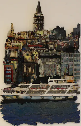 EMRE LÜLE — “Galata”, 2014 "Galata" eseri EMRE LÜLE tarafından 2014 yılında 130x80 cm ölçülerinde Poliplastik tekniği ile yapılmıştır.