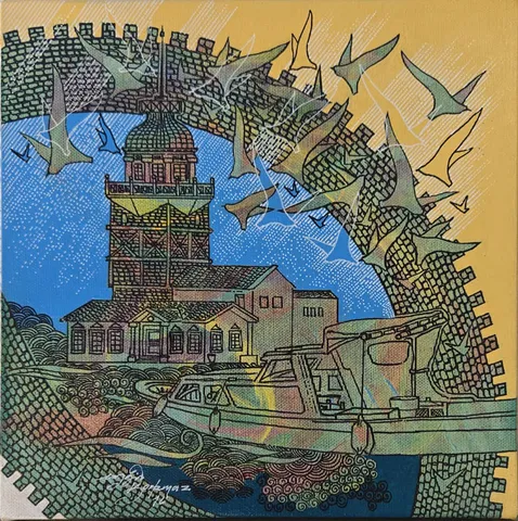 "İsimsiz" eseri ENGİN KORKMAZ tarafından 2016 yılında 25x25 cm ölçülerinde Tuval üzeri akrilik boya tekniği ile yapılmıştır.