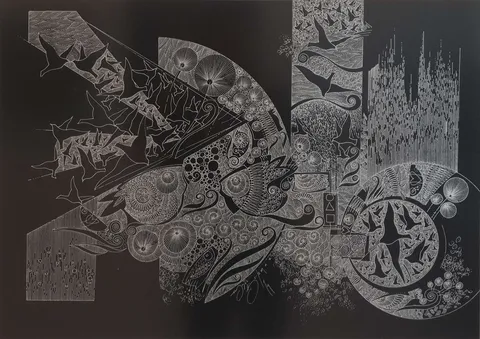 ENGİN KORKMAZ — “İsimsiz”, 2014 "İsimsiz" eseri ENGİN KORKMAZ tarafından 2014 yılında Kağıt üzeri karışık teknik tekniği ile yapılmıştır.