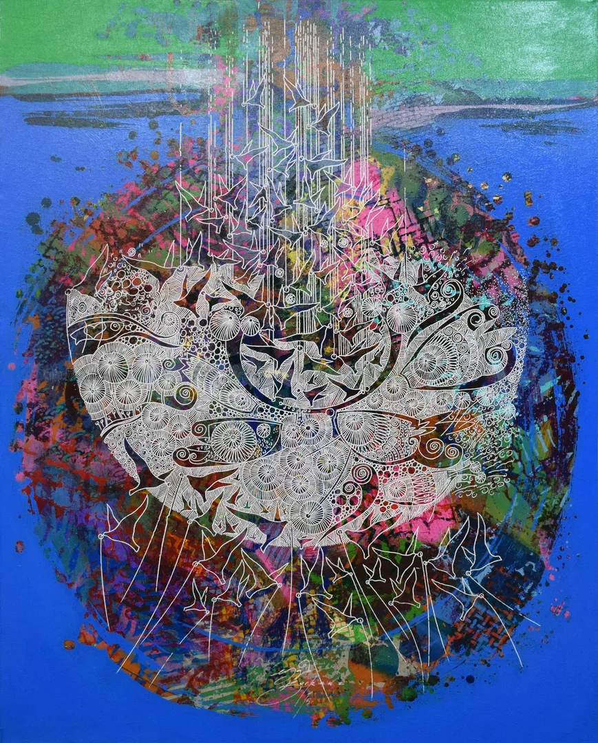 yakınlaştır "İsimsiz" eseri ENGİN KORKMAZ tarafından 2015 yılında 92x73 cm ölçülerinde Tuval üzeri akrilik boya tekniği ile yapılmıştır.