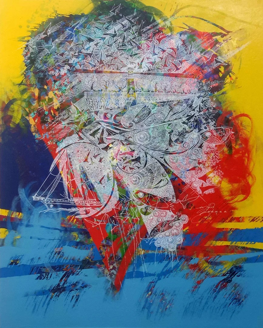 "İsimsiz" eseri ENGİN KORKMAZ tarafından 2015 yılında 92x73 cm ölçülerinde Tuval üzeri akrilik boya tekniği ile yapılmıştır.