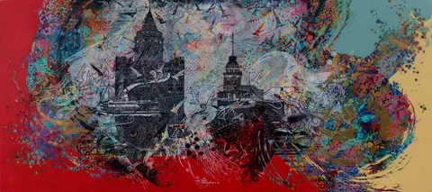 ENGİN KORKMAZ — “İstanbul Yorumu”, 2017 "İstanbul Yorumu" eseri ENGİN KORKMAZ tarafından 2017 yılında 80x180 cm ölçülerinde Tuval üzeri akrilik boya tekniği ile yapılmıştır.