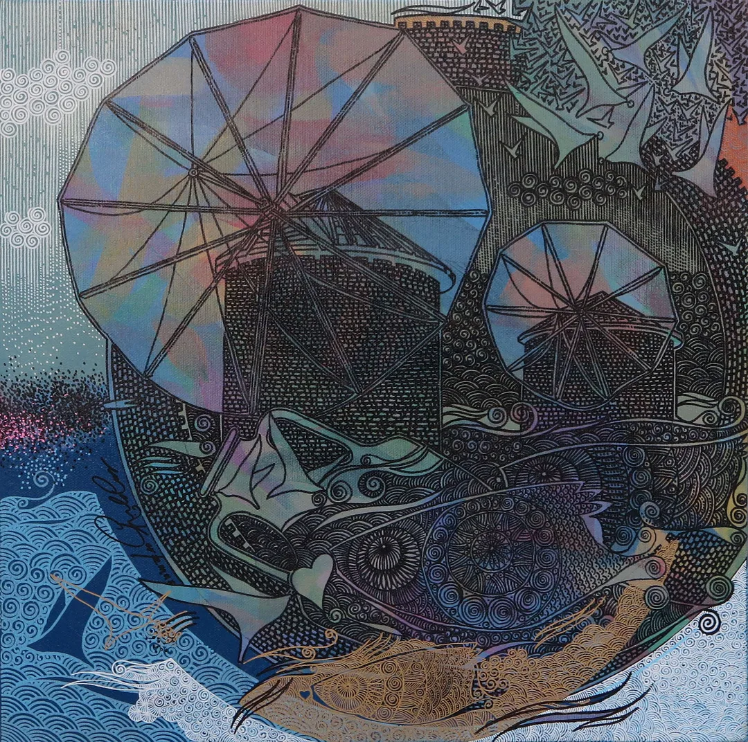 "İsimsiz" eseri ENGİN KORKMAZ tarafından 2017 yılında 40x40 cm ölçülerinde Tuval üzeri akrilik boya tekniği ile yapılmıştır.