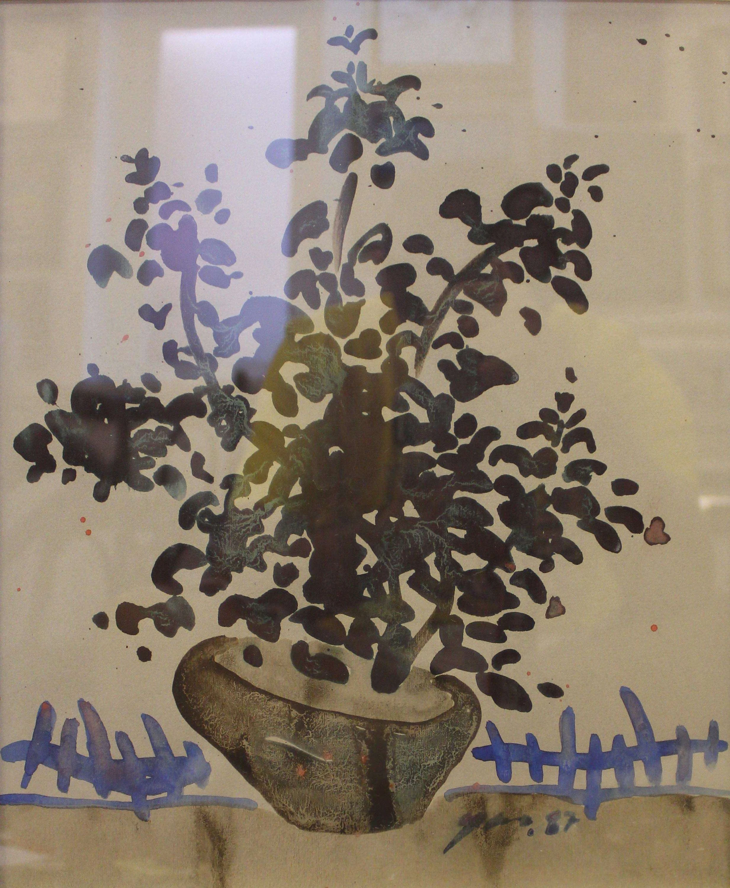 "İsimsiz" eseri ERDAL AYGENÇ tarafından 1987 yılında 35x29 cm ölçülerinde Kağıt üzeri sulu boya tekniği ile yapılmıştır.