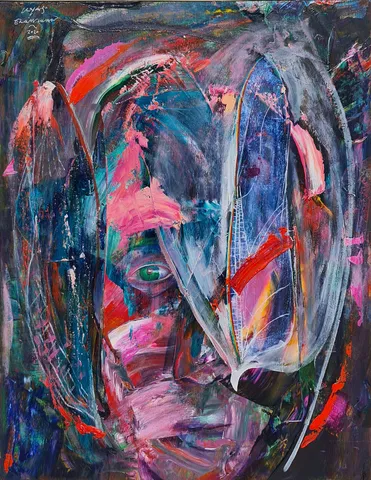ERGİN İNAN — “Portre”, 2020 "Portre" eseri ERGİN İNAN tarafından 2020 yılında 50x40 cm ölçülerinde Ahşap üzeri yağlı boya tekniği ile yapılmıştır.