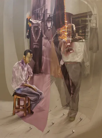 "İsimsiz" eseri EVREN OĞUZBALABAN tarafından 116x89 cm ölçülerinde Tuval üzeri yağlı boya tekniği ile yapılmıştır.