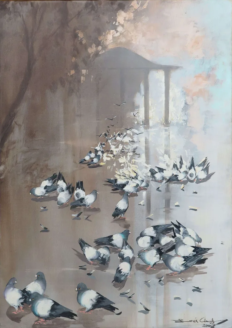 "İsimsiz" eseri FARUK CİMOK tarafından 70x50 cm ölçülerinde Tuval üzeri yağlı boya tekniği ile yapılmıştır.