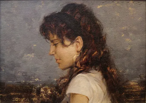 "İsimsiz" eseri FATİH KARAKAŞ tarafından 14x20 cm ölçülerinde Duralit üzeri yağlı boya tekniği ile yapılmıştır.