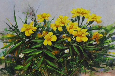 FATİH KARAKAŞ — “Sarı Çiçekler”, 2014 "Sarı Çiçekler" eseri FATİH KARAKAŞ tarafından 2014 yılında 27x40 cm ölçülerinde Tuval üzeri yağlı boya tekniği ile yapılmıştır.