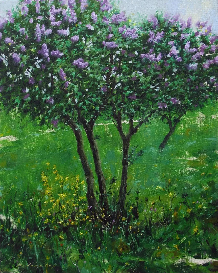 "Leylak Ağacı" eseri FATİH KARAKAŞ tarafından 2014 yılında 41x33 cm ölçülerinde Tuval üzeri yağlı boya tekniği ile yapılmıştır.