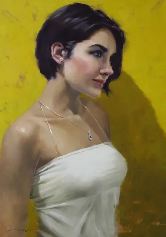 FATİH KARAKAŞ — “Hatice Portre”, 2015 "Hatice Portre" eseri FATİH KARAKAŞ tarafından 2015 yılında 70x50 cm ölçülerinde Tuval üzeri yağlı boya tekniği ile yapılmıştır.