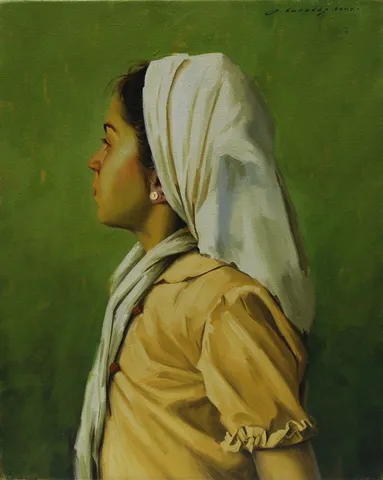 FATİH KARAKAŞ — “Profil Portre”, 2007 "Profil Portre" eseri FATİH KARAKAŞ tarafından 2007 yılında 42x33 cm ölçülerinde Tuval üzeri yağlı boya tekniği ile yapılmıştır.
