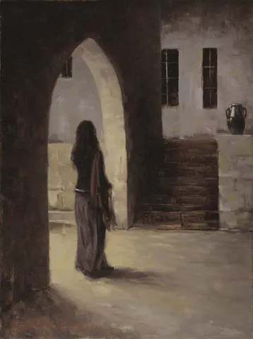 "Avlu'da" eseri FATİH KARAKAŞ tarafından 40x30 cm ölçülerinde Tuval üzeri yağlı boya tekniği ile yapılmıştır.