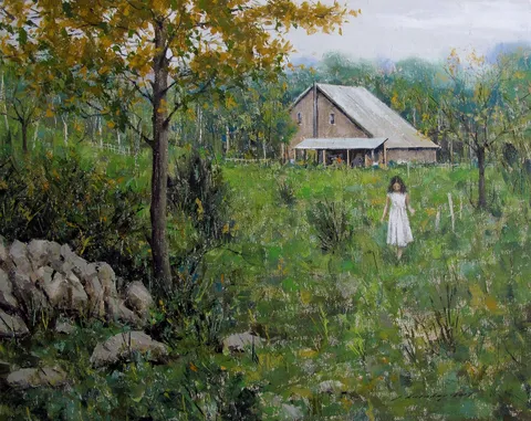 "Bahçe ve Çocuk 2" eseri FATİH KARAKAŞ tarafından 2017 yılında 40x50 cm ölçülerinde Tuval üzeri yağlı boya tekniği ile yapılmıştır.