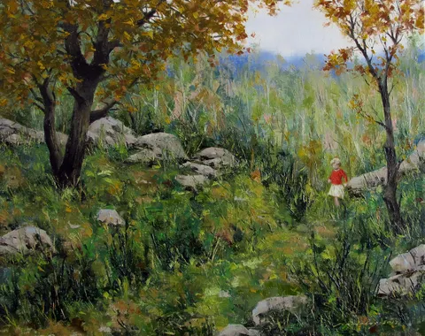 FATİH KARAKAŞ — “Bahçe ve Çocuk 3”, 2017 "Bahçe ve Çocuk 3" eseri FATİH KARAKAŞ tarafından 2017 yılında 40x50 cm ölçülerinde Tuval üzeri yağlı boya tekniği ile yapılmıştır.