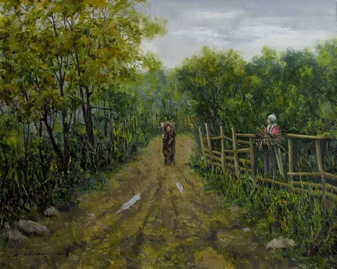 FATİH KARAKAŞ — “Eve Dönüş”, 2017 "Eve Dönüş" eseri FATİH KARAKAŞ tarafından 2017 yılında 40x50 cm ölçülerinde Tuval üzeri yağlı boya tekniği ile yapılmıştır.