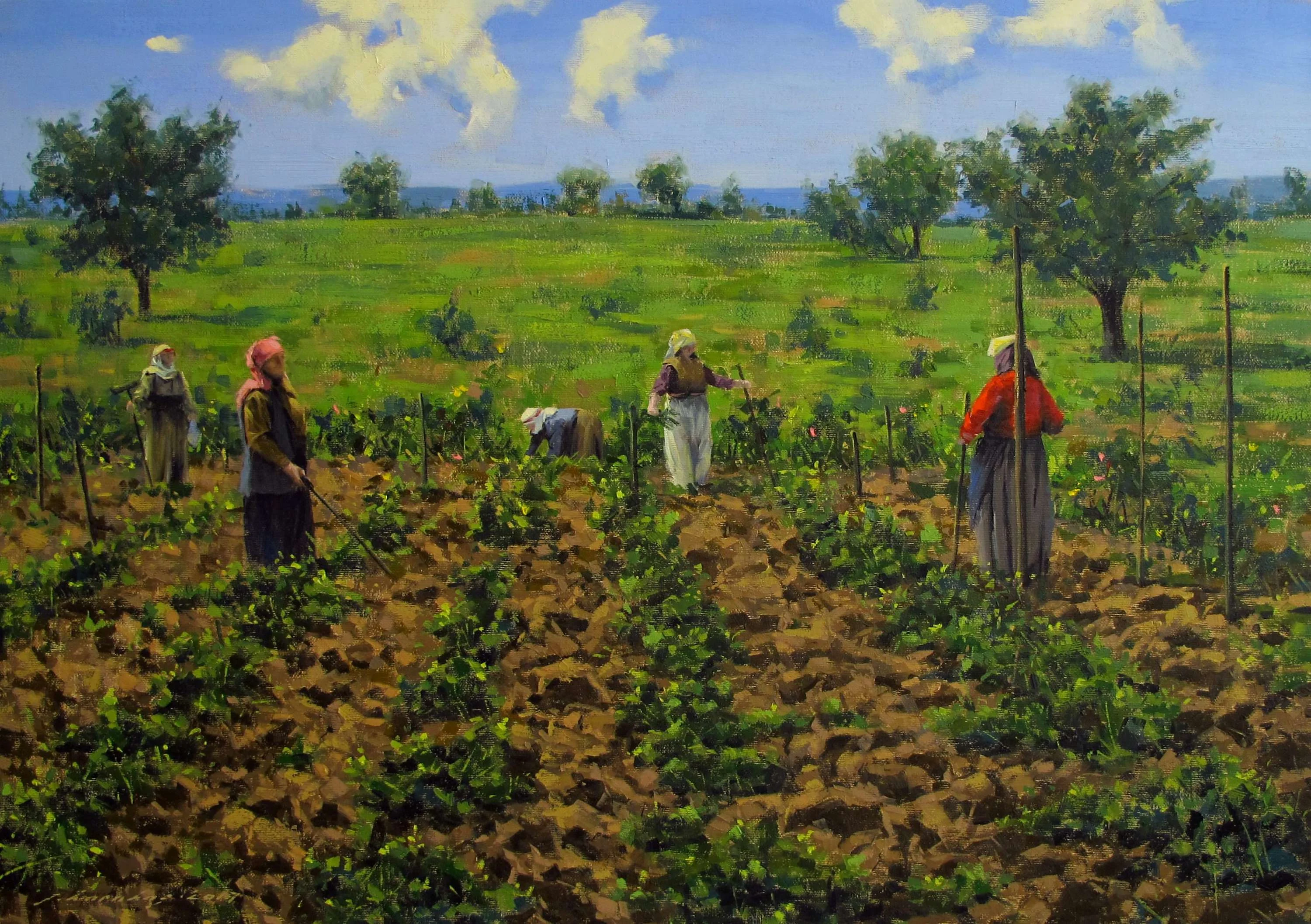 "Bilecik'li Kadınlar" eseri FATİH KARAKAŞ tarafından 2017 yılında 50x70 cm ölçülerinde Tuval üzeri yağlı boya tekniği ile yapılmıştır.