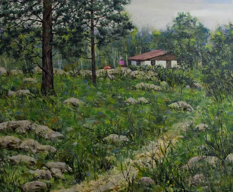 FATİH KARAKAŞ — “Pembeli Kadın”, 2017 "Pembeli Kadın" eseri FATİH KARAKAŞ tarafından 2017 yılında 40x50 cm ölçülerinde Tuval üzeri yağlı boya tekniği ile yapılmıştır.