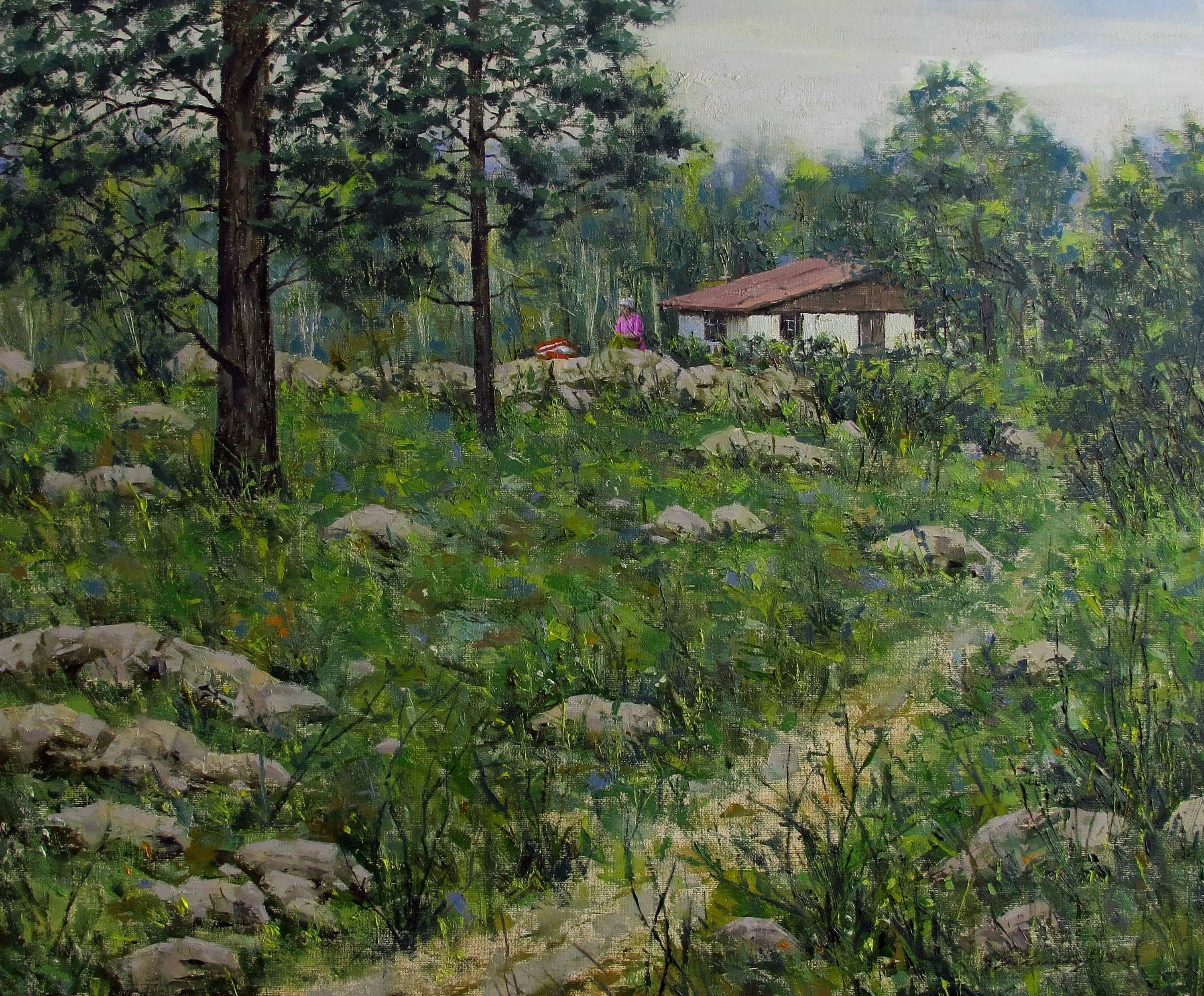 "Pembeli Kadın" eseri FATİH KARAKAŞ tarafından 2017 yılında 40x50 cm ölçülerinde Tuval üzeri yağlı boya tekniği ile yapılmıştır.
