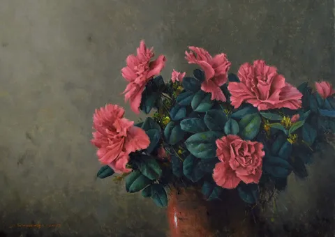 FATİH KARAKAŞ — “açelya”, 2017 "açelya" eseri FATİH KARAKAŞ tarafından 2017 yılında 50x70 cm ölçülerinde Tuval üzeri yağlı boya tekniği ile yapılmıştır.