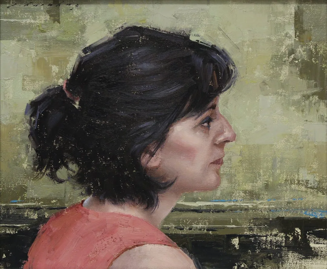 "Ressamın Portresi Ekin Koç" eseri FATİH KARAKAŞ tarafından 24x29 cm ölçülerinde Duralit üzeri yağlı boya tekniği ile yapılmıştır.