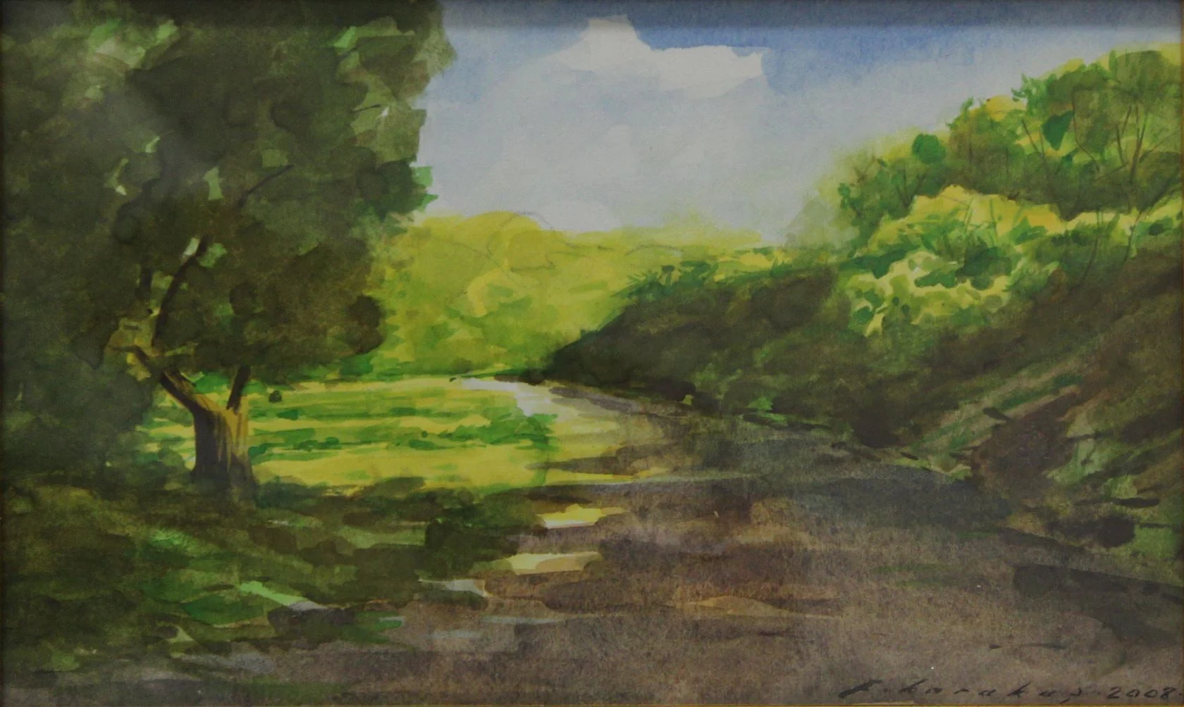 "Perre Yolu" eseri FATİH KARAKAŞ tarafından 14x22 cm ölçülerinde Kağıt üzeri sulu boya tekniği ile yapılmıştır.