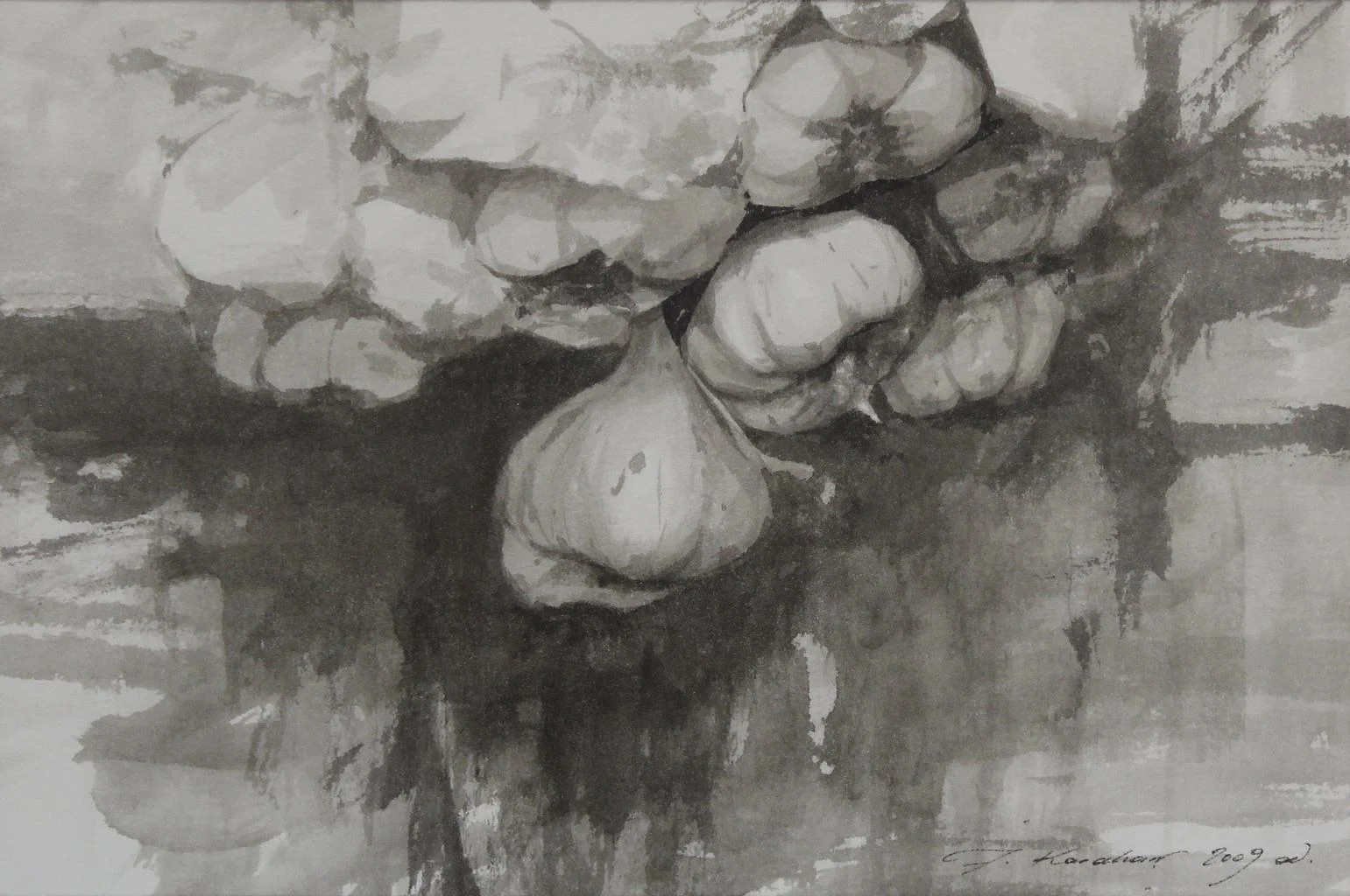 "Sarımsaklar" eseri FATİH KARAKAŞ tarafından 26x16 cm ölçülerinde Kağıt üzeri sulu boya tekniği ile yapılmıştır.