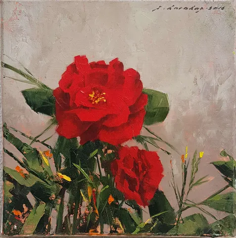 FATİH KARAKAŞ — “Kırmızı Güller”, 2016 "Kırmızı Güller" eseri FATİH KARAKAŞ tarafından 2016 yılında 25x25 cm ölçülerinde Tuval üzeri yağlı boya tekniği ile yapılmıştır.