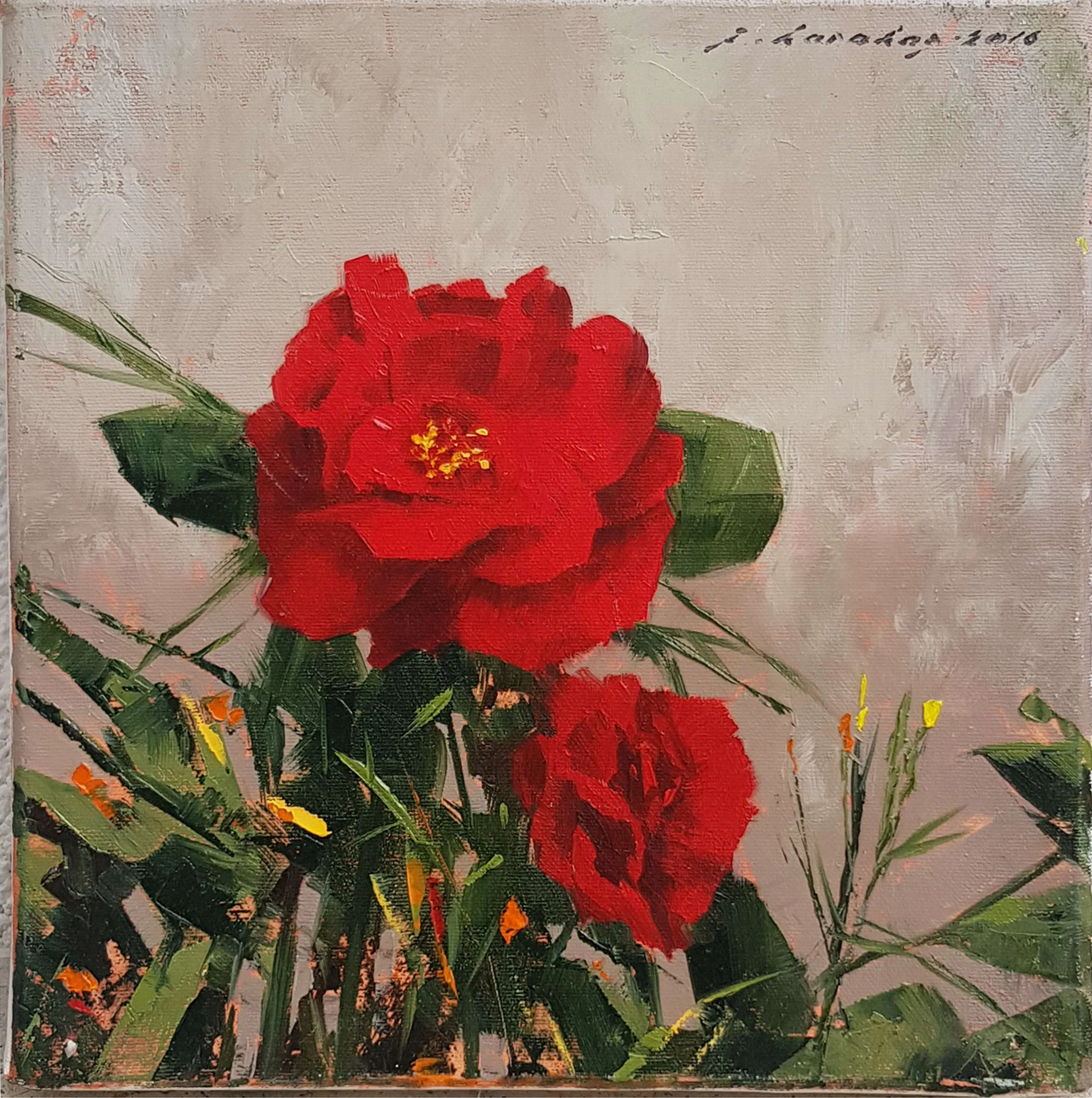 "Kırmızı Güller" eseri FATİH KARAKAŞ tarafından 2016 yılında 25x25 cm ölçülerinde Tuval üzeri yağlı boya tekniği ile yapılmıştır.