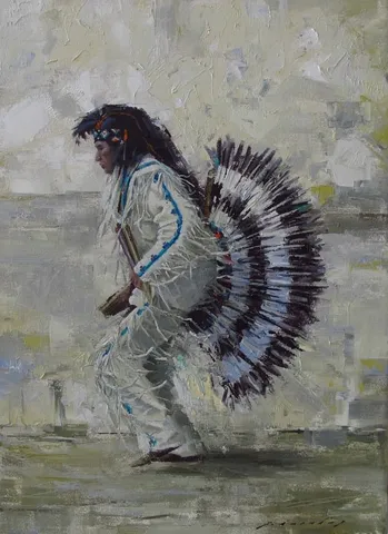 FATİH KARAKAŞ — “İstiklalde Kızılderili Dansı”, 2012 "İstiklalde Kızılderili Dansı" eseri FATİH KARAKAŞ tarafından 2012 yılında 35x25 cm ölçülerinde Tuval üzeri yağlı boya tekniği ile yapılmıştır.