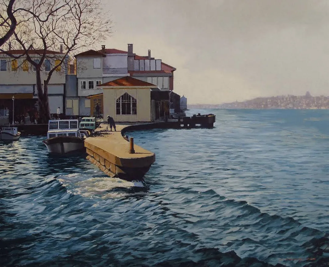 "Beylerbeyi İskelesi İstanbul" eseri FATİH KARAKAŞ tarafından 2014 yılında 65x80 cm ölçülerinde Tuval üzeri yağlı boya tekniği ile yapılmıştır.