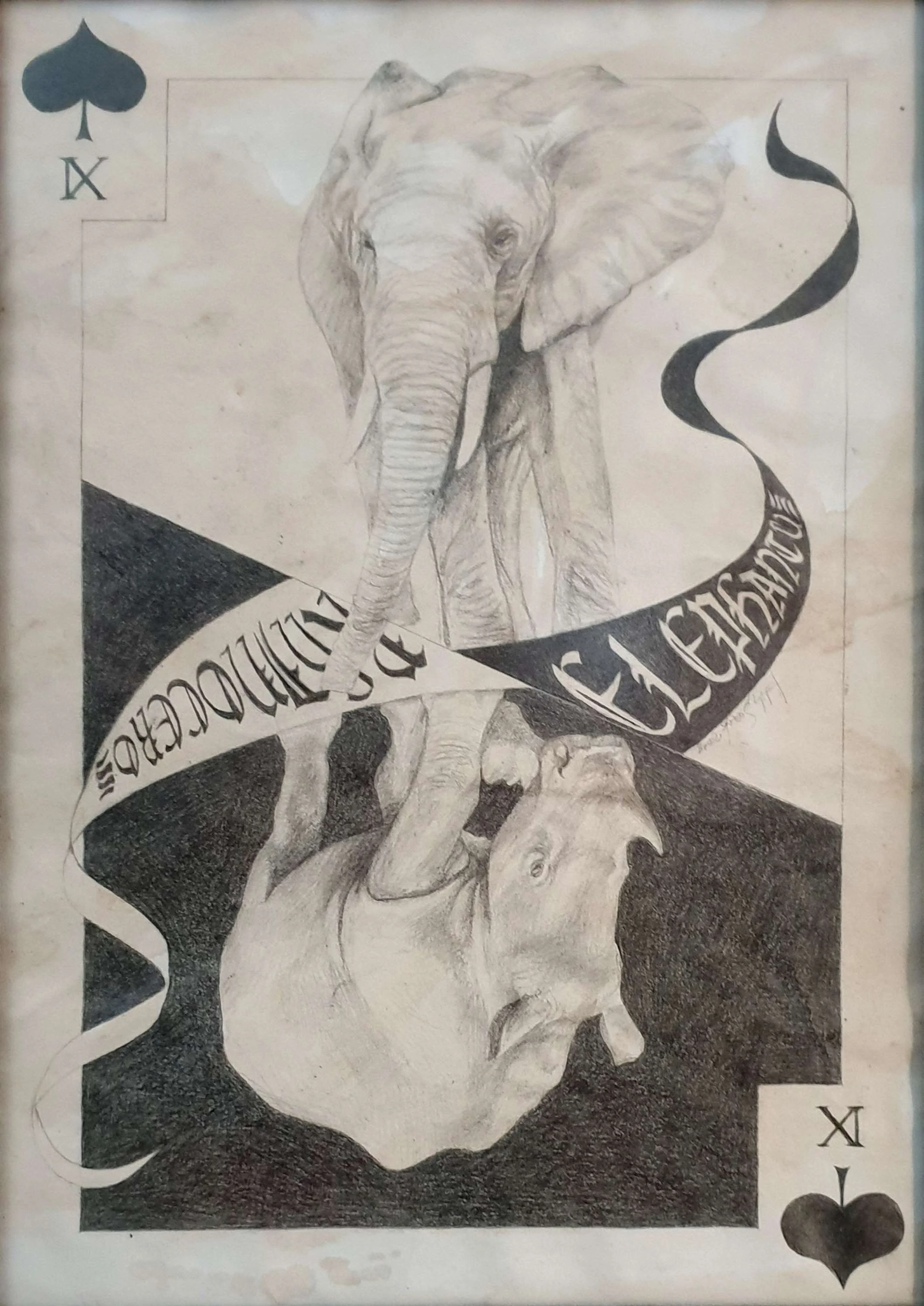 "Maça 9" eseri FATİH SAZAK tarafından 2019 yılında 33x23 cm ölçülerinde Kağıt üzeri kara kalem tekniği ile yapılmıştır.