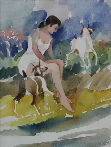 FİKRİ CANTÜRK — “Antik Mitolojiye Göndermeler” "Antik Mitolojiye Göndermeler" eseri FİKRİ CANTÜRK tarafından 30x23 cm ölçülerinde Kağıt üzeri sulu boya tekniği ile yapılmıştır.