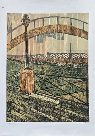 GÖKÇE AYSUN KAYA — “Porsuk”, 2004 "Porsuk" eseri GÖKÇE AYSUN KAYA tarafından 2004 yılında 100x70 cm ölçülerinde Ağaç Baskı tekniği ile yapılmıştır.