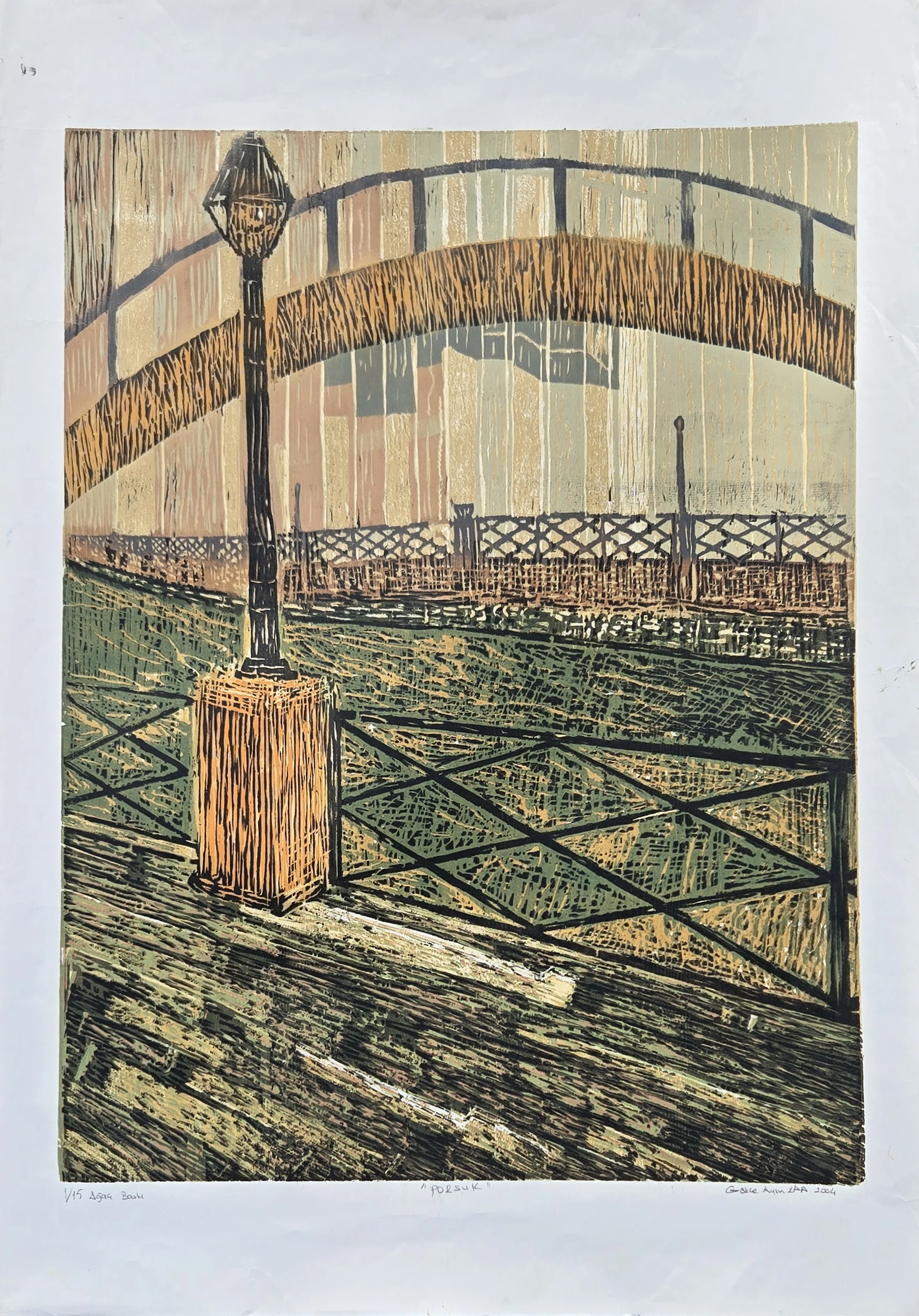 "Porsuk" eseri GÖKÇE AYSUN KAYA tarafından 2004 yılında 100x70 cm ölçülerinde Ağaç Baskı tekniği ile yapılmıştır.