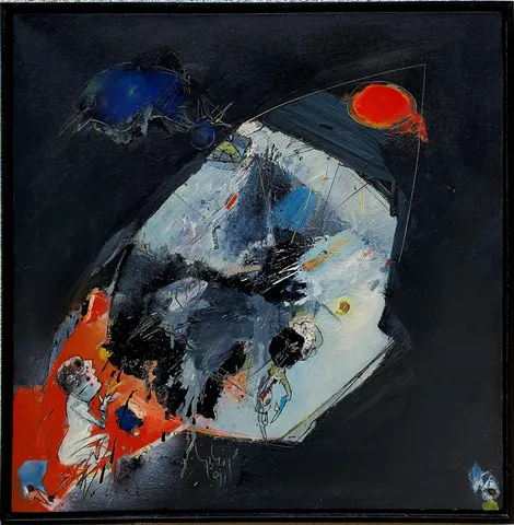 "İsimsiz" eseri HABİP AYDOĞDU tarafından 1991 yılında 65x65 cm ölçülerinde Tuval üzeri yağlı boya tekniği ile yapılmıştır.