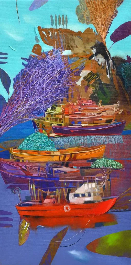 "Sanko" eseri HAKAN ESMER tarafından 2014 yılında 80x40 cm ölçülerinde Tuval üzeri yağlı boya tekniği ile yapılmıştır.