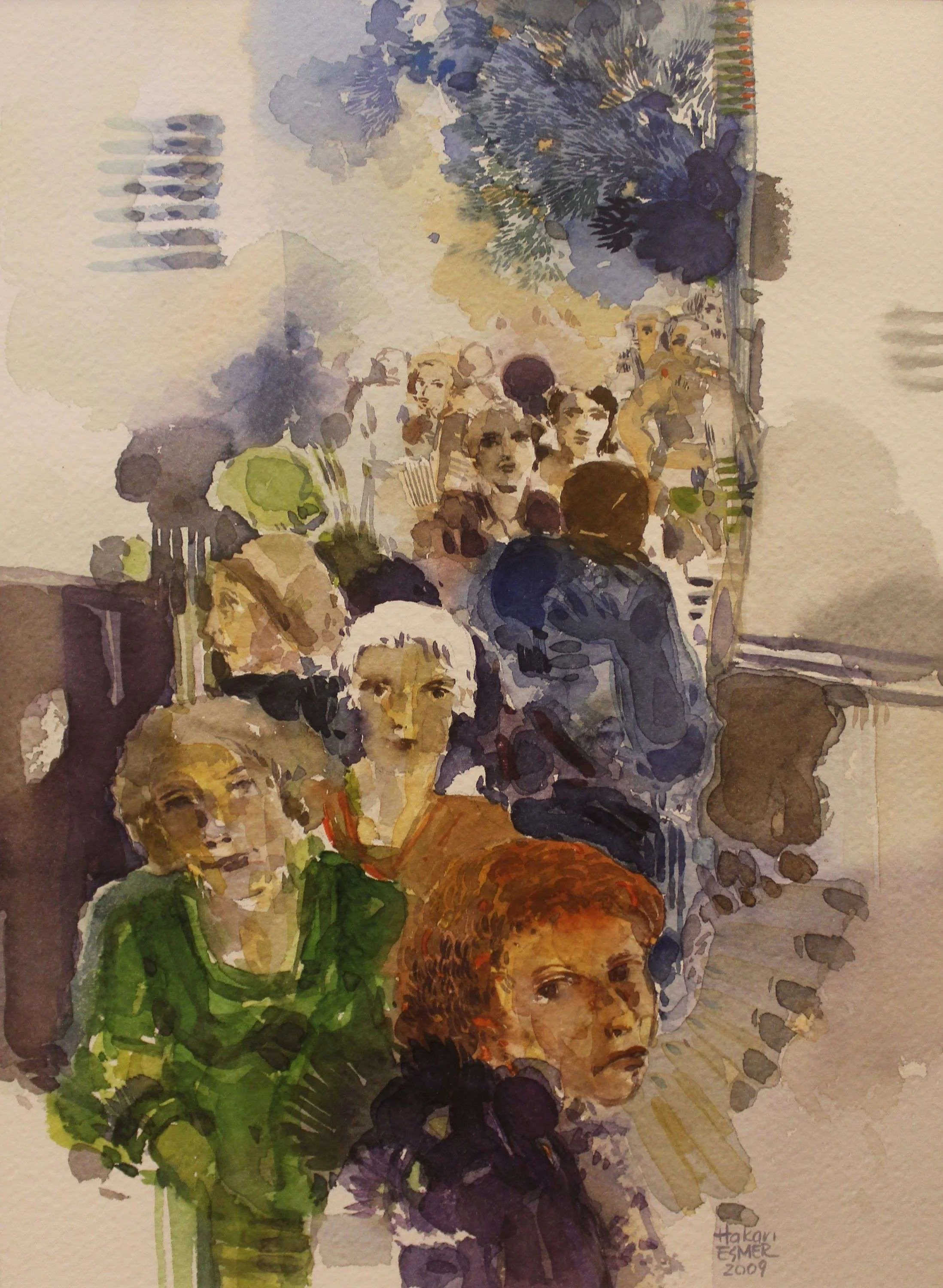 "İsimsiz" eseri HAKAN ESMER tarafından 2009 yılında 34x24 cm ölçülerinde Kağıt üzeri sulu boya tekniği ile yapılmıştır.