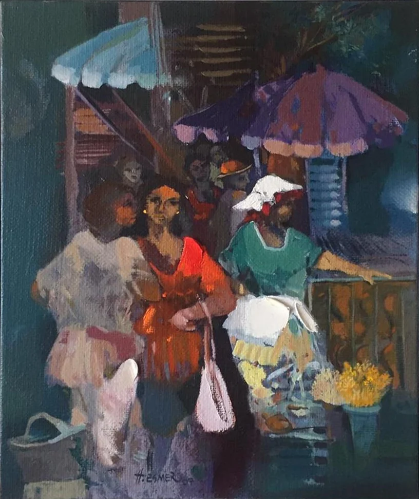 "Çiçekçiler" eseri HAKAN ESMER tarafından 2007 yılında 41x33 cm ölçülerinde Tuval üzeri yağlı boya tekniği ile yapılmıştır.