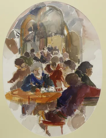 "İsimsiz" eseri HAKAN ESMER tarafından 70x50 cm ölçülerinde Kağıt üzeri sulu boya tekniği ile yapılmıştır.