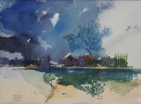 HAKAN ESMER — “İsimsiz”, 2007 "İsimsiz" eseri HAKAN ESMER tarafından 2007 yılında 18x24 cm ölçülerinde Kağıt üzeri sulu boya tekniği ile yapılmıştır.
