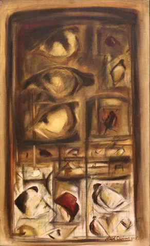 "İsimsiz" eseri HALİL COŞKUN tarafından 2005 yılında 73x45 cm ölçülerinde Tuval üzeri yağlı boya tekniği ile yapılmıştır.