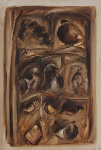 "İsimsiz" eseri HALİL COŞKUN tarafından 2005 yılında 59x40 cm ölçülerinde Tuval üzeri yağlı boya tekniği ile yapılmıştır.