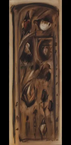 "İsimsiz" eseri HALİL COŞKUN tarafından 2005 yılında 75x35 cm ölçülerinde Tuval üzeri yağlı boya tekniği ile yapılmıştır.