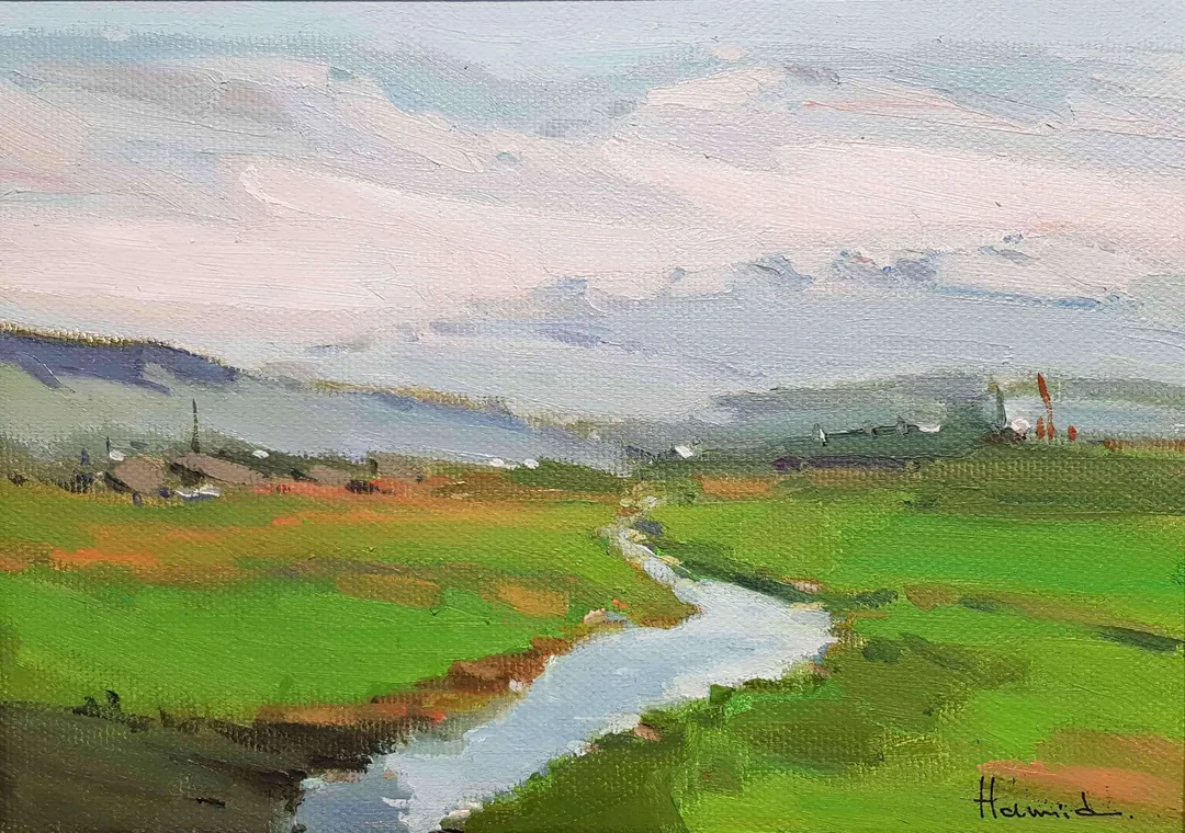 "İsimsiz" eseri HAMİD ALİOĞLU tarafından 2018 yılında 25x35 cm ölçülerinde Tuval üzeri yağlı boya tekniği ile yapılmıştır.