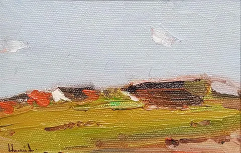 "İsimsiz" eseri HAMİD ALİOĞLU tarafından 2018 yılında 10x15 cm ölçülerinde Tuval üzeri yağlı boya tekniği ile yapılmıştır.