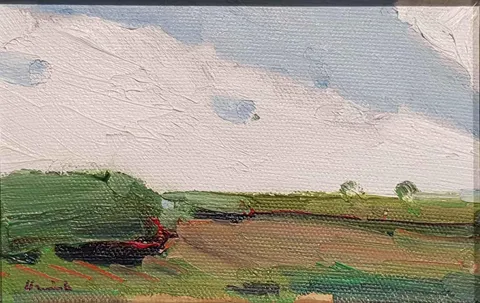 HAMİD ALİOĞLU — “İsimsiz”, 2018 "İsimsiz" eseri HAMİD ALİOĞLU tarafından 2018 yılında 10x15 cm ölçülerinde Tuval üzeri yağlı boya tekniği ile yapılmıştır.