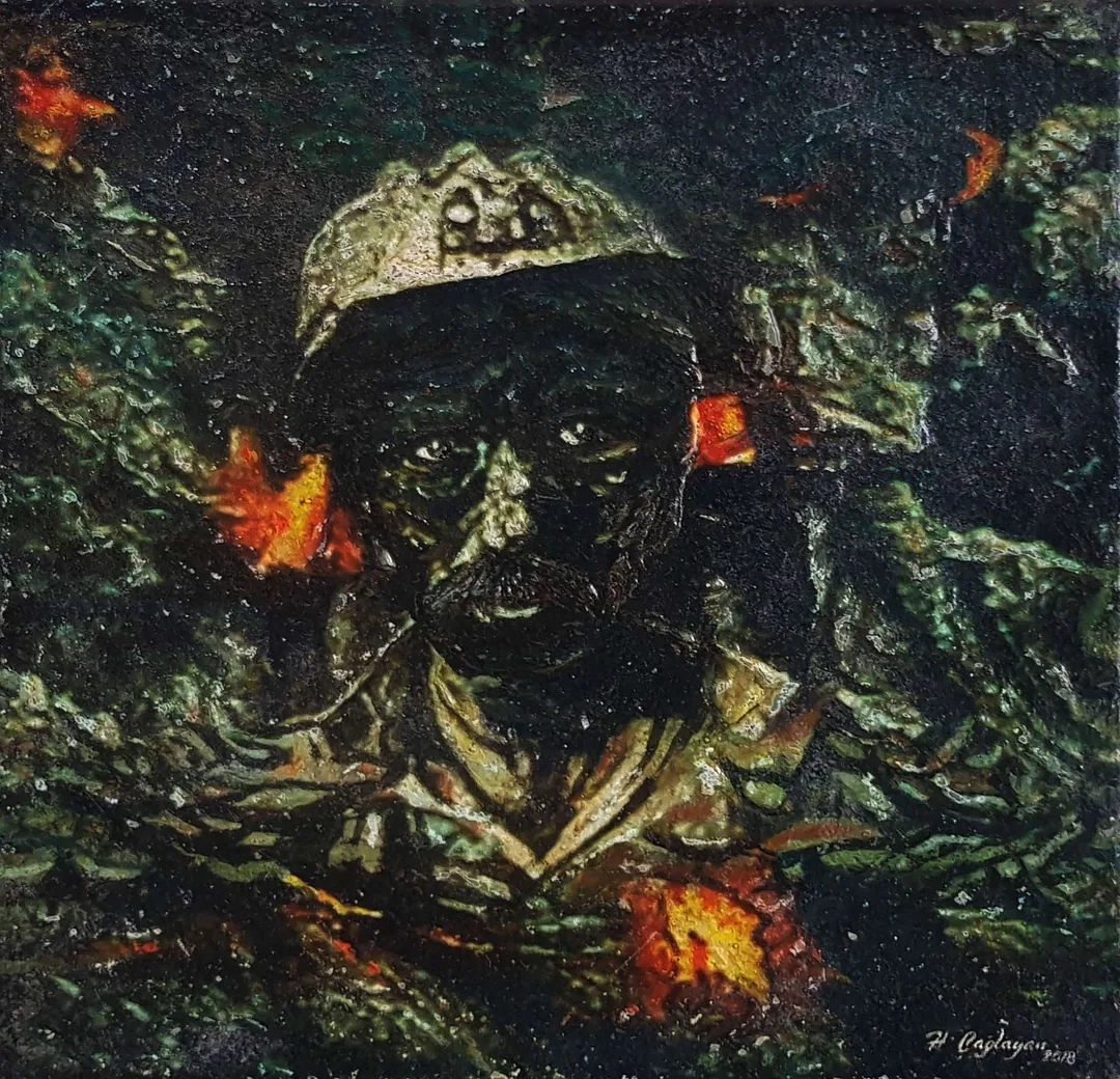 yakınlaştır "İsimsiz" eseri HASAN ÇAĞLAYAN tarafından 2018 yılında 45x45 cm ölçülerinde Tuval üzeri karışık teknik tekniği ile yapılmıştır.