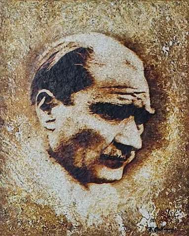 "Atatürk" eseri HASAN ÇAĞLAYAN tarafından 2019 yılında 40x30 cm ölçülerinde Tuval üzeri karışık teknik tekniği ile yapılmıştır.