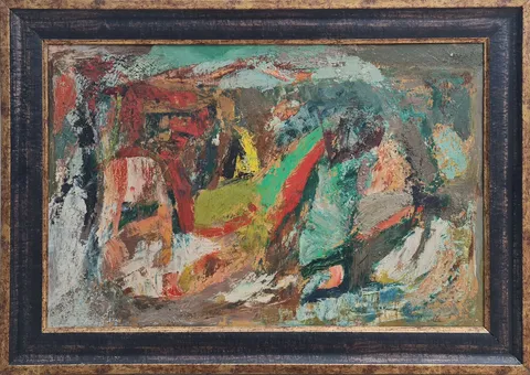 "İsimsiz" eseri HASAN KAVRUK tarafından 39x59,5 cm ölçülerinde Duralit üzeri yağlı boya tekniği ile yapılmıştır.